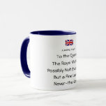 Queen's Royal Toast Funny Coffee Mugg<br><div class="desc">Det handlar om drottningen och "Royal Toast" med det roliga kaffet mugg med blå trim. Du kanske håller med om att det är en mörkrets fin skål, så varför inte kasta den på mugg! Dessutom tycker vi om drottningen och det är dags att hon får en riktig skål - inklusive...</div>
