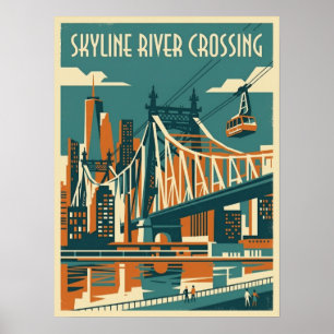Queensboro Bridge Queens New York City Spårväg Poster