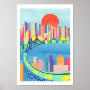 Queensborough Bridge vid Sunrise Poster