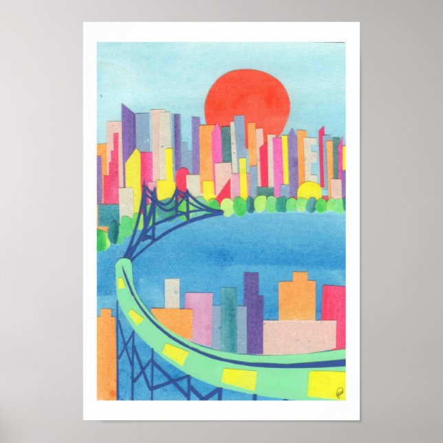 Queensborough Bridge vid Sunrise Poster (Framsidan)