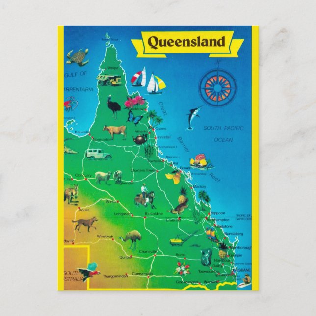 Queensland Australien Karta Vykort (Framsida)