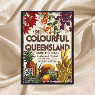 Queensland Bröllop Travel Poster Stil QR-kod Spara Datumet