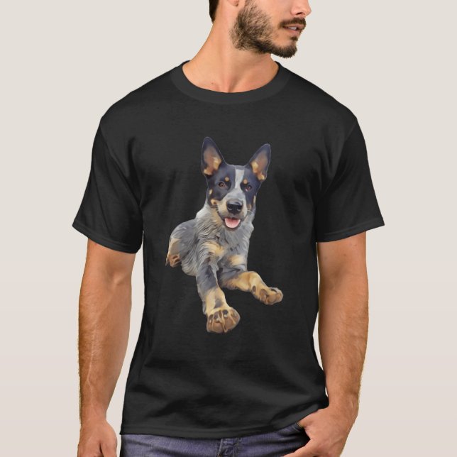 Queensland Heeler Blue Lay Down T Shirt (Framsida)