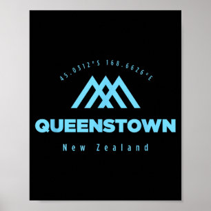 Queenstown bergsemester skidåkning Nya Zeeland Poster