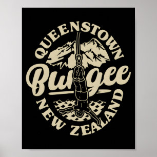 Queenstown Bungee Jump Nya Zeeland Bungee Extremt  Poster