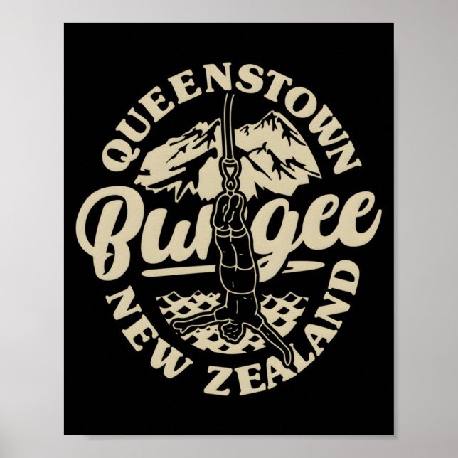 Queenstown Bungee Jump Nya Zeeland Bungee Extremt  Poster (Framsidan)