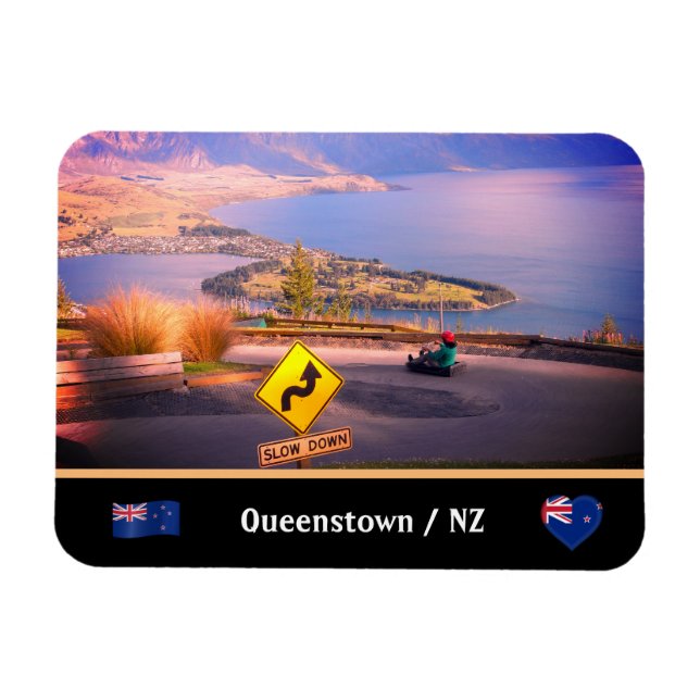 Queenstown, Luge & Slow Down / Nya Zeeland Magnet (Horisontell)