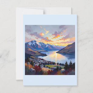 Queenstown - New Zealand - Sjö Wakatipu Sunset Vykort