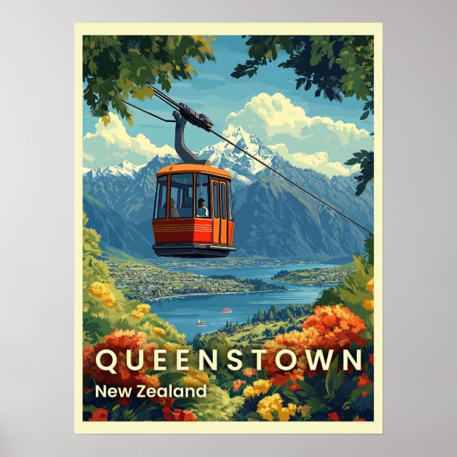 Queenstown, New Zealand Stunning Mountain Views Poster (Framsidan)