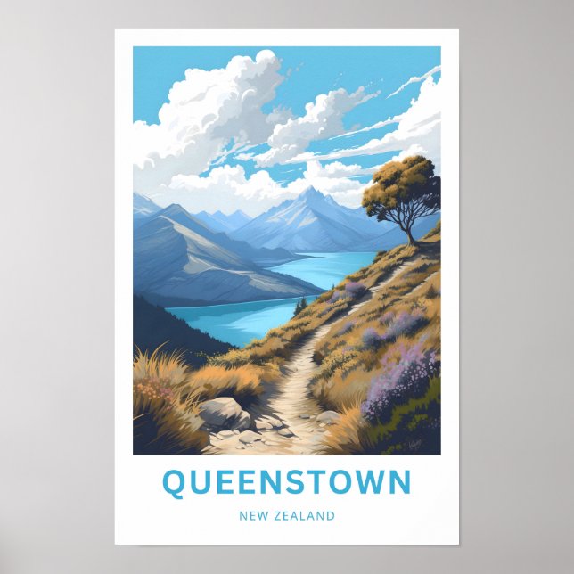 Queenstown New Zealand Travel Print Poster (Framsidan)