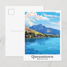 Queenstown New Zealand Vintage resor Illustration