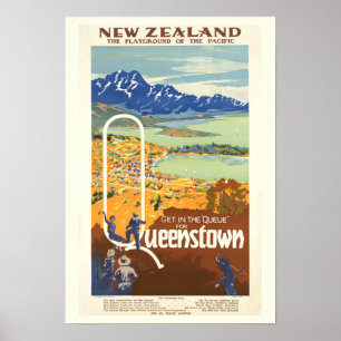 Queenstown, Nya Zeeland Vintage resor Poster
