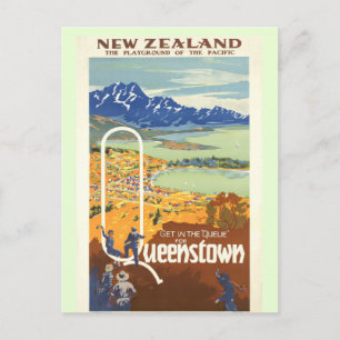 Queenstown, Nya Zeeland Vintage resor Vykort