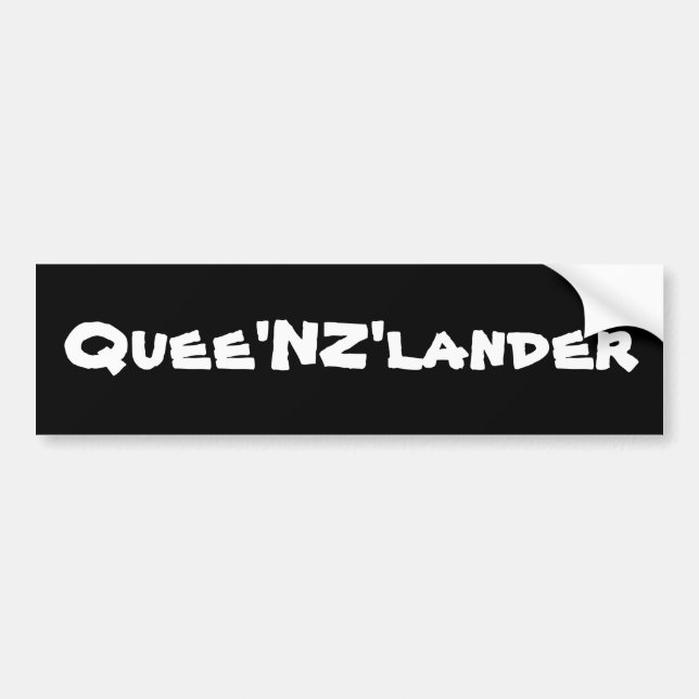 Quee'NZ'lander - vit på svart Bildekal (Framsidan)