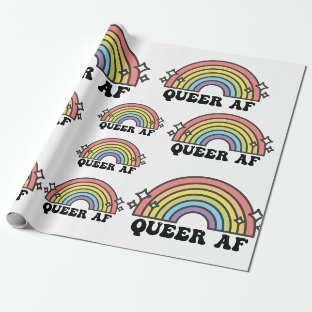 Queer AF Gay Pride Lesbian Trans Bisexual LGBTQ Presentpapper (Utrullad)