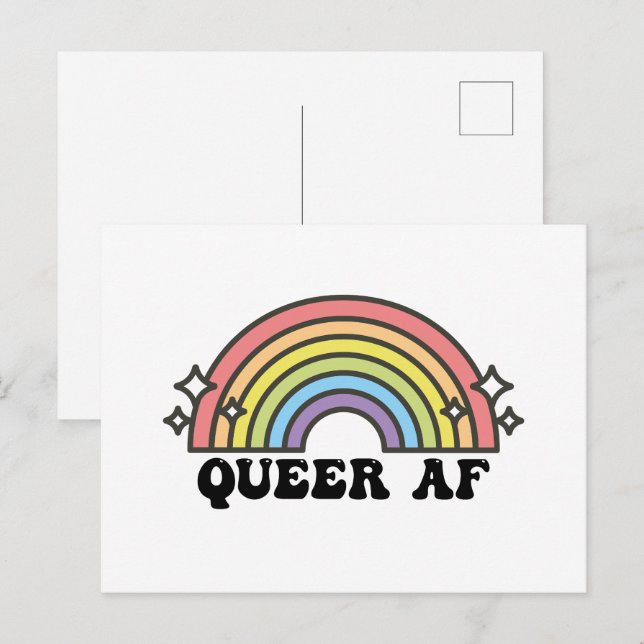 Queer AF Gay Pride Lesbisk Trans Bisexuell HBTQ Vykort (Fram/baksida)