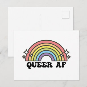 Queer AF Gay Pride Lesbisk Trans Bisexuell HBTQ Vykort