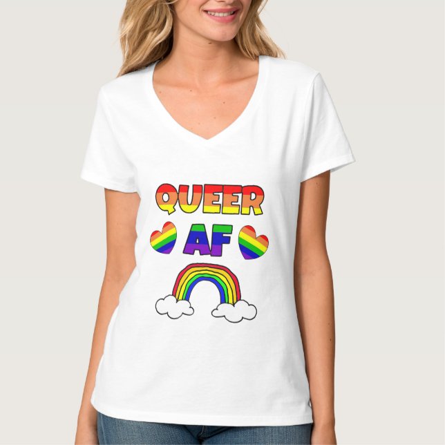 Queer AF LGBT T Shirt (Framsida)