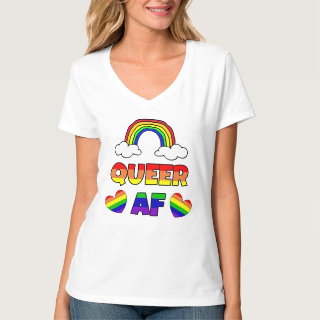 Queer AF LGBT T Shirt (Framsida)