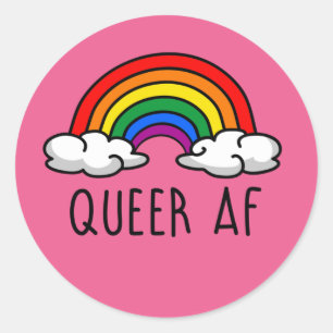 QUEER AF T-Shirt blir HBTQ AF T-Shirt, men en mer Runt Klistermärke