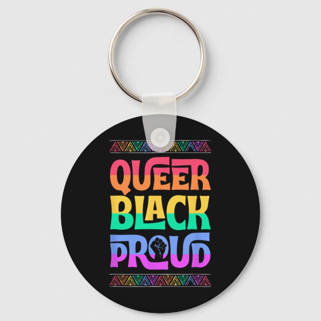 Queer Black Proud Junetelfte Gay pride Blm Fist Pr Nyckelring (Framsida)
