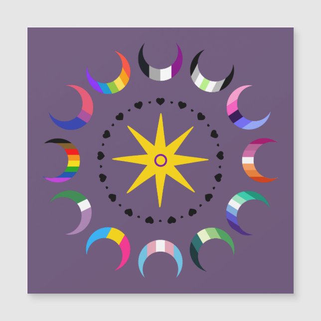 Queer Crescent Pride månar Magnet (Framsida)