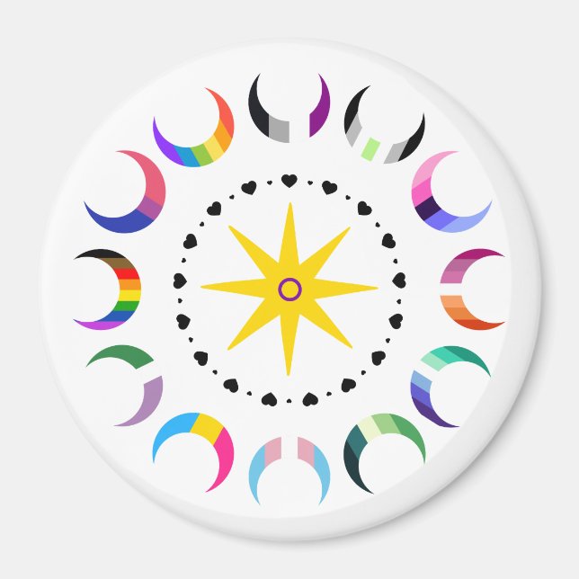 Queer Crescent Pride Månar Magnet (Framsidan)