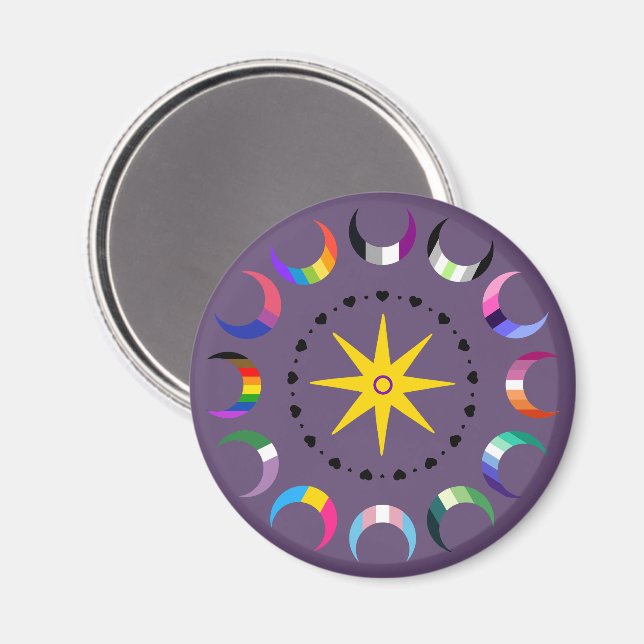 Queer Crescent Pride Månar Magnet (Front/Back)