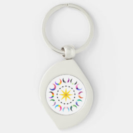 Queer Crescent Pride Månar Swirl Silverfärgad Nyckelring
