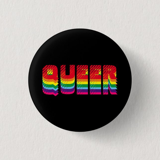 Queer gay pride lgbtq rainbow retypografi knapp (Framsida)