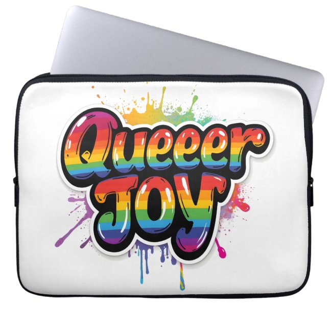 Queer Glädje Regnbåge Pride Typografi – LGBTQ+ Cit Laptop Fodral (Framsidan)