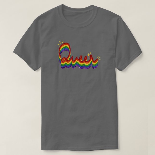 Queer Glitter Pride Rainbow T Shirt (Design framsida)