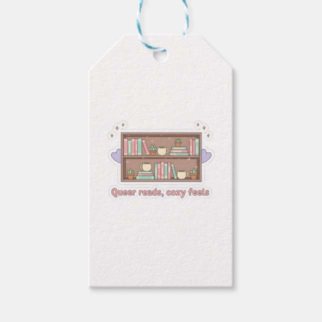 Queer Läs Cozy Känslor – LGBTQ Pride Läsande Estet Presentetikett (Framsidan)