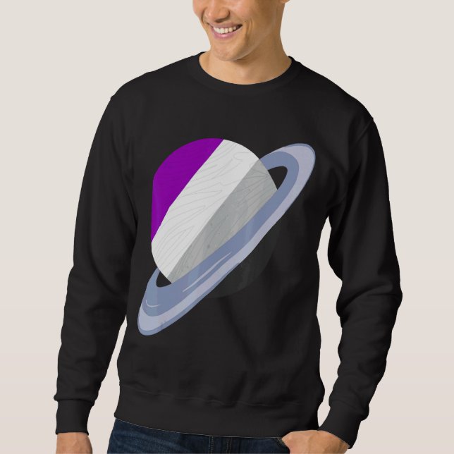 Queer Lgbtq Ace Pride Month Saturn Asexuality Flag Lång Ärmad Tröja (Framsida)