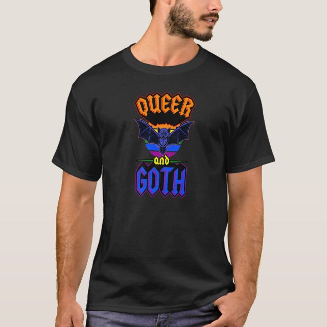Queer och Goth Gothic Emo Fladdermus Gay pride Lgb T Shirt (Framsida)