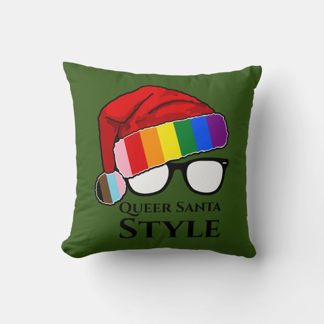 Queer Santa Stil Hat och Sunglasses Dekorativ kudd Kudde (Framsida)