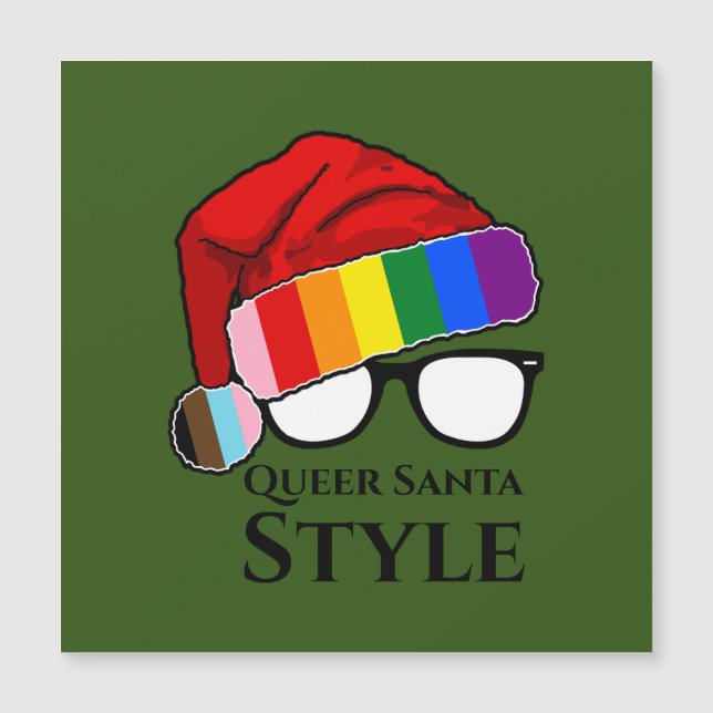 Queer Santa Stil Hat och Sunglasses Magnet (Framsida)