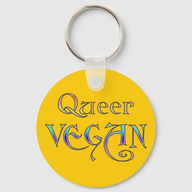 Queer Vegan Keychain Nyckelring (Framsida)