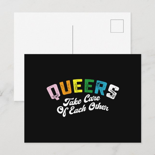 Queers tar väl hand om varandra HBTQ Pride Gay  Vykort (Fram/baksida)