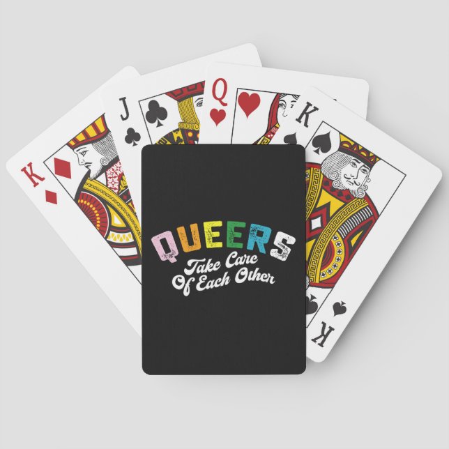 Queers tar väl om varandra HBTQ Pride Gay Casinokort (Baksidan)
