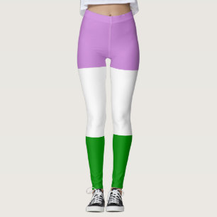 QuéFlagga Lila White Grönt Stripe LGBT Leggings