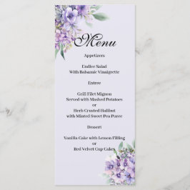 Quenceanera Lavender floral Menu Meny