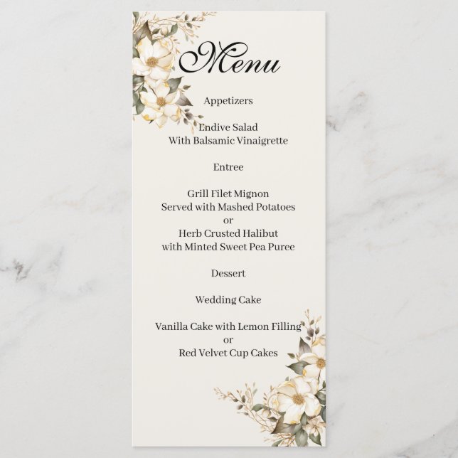 Quenceanera Magnolia Menu Meny (Framsida)