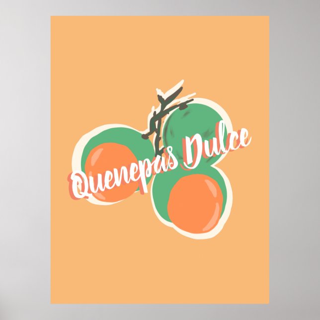 Quenepas Spanska Limefrukter Handritade          Poster (Framsidan)