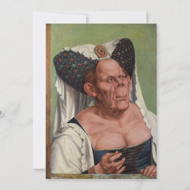 Quentin Matsys - A Grotesque Old Woman Tack Kort (Framsida)