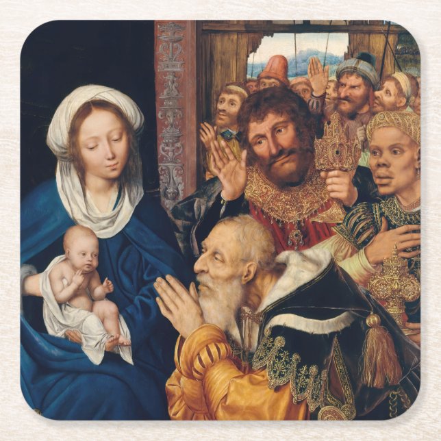 Quentin Matsys - Adoration of the Magi Underlägg Papper Kvadrat (Framsidan)