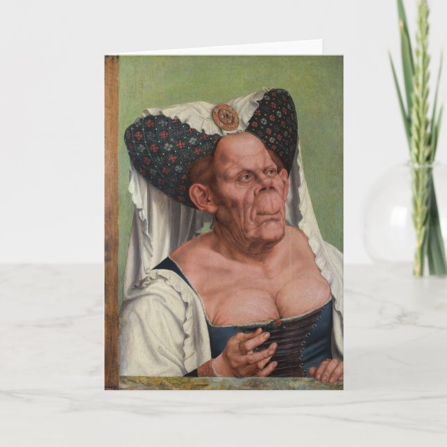 Quentin Matsys - Ett Grotesque Old Woman Card Kort (Framsida)