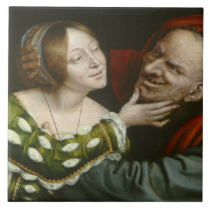 Quentin Matsys - Ill-Matched Älskare Kakelplatta