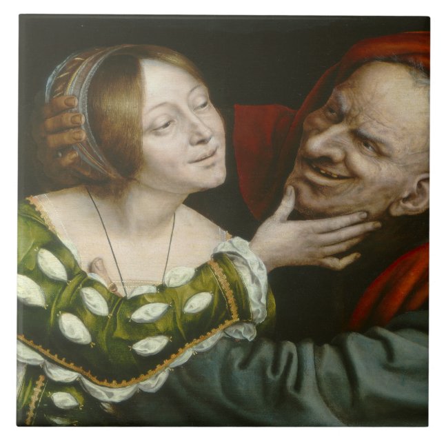 Quentin Matsys - Ill-Matched Älskare Kakelplatta (Framsidan)