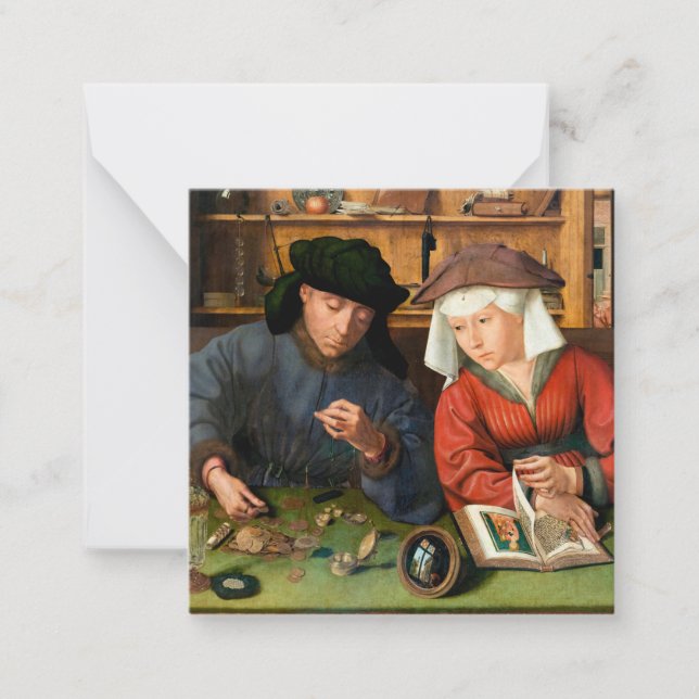Quentin Matsys - Moneylender och hans fru Anteckningskort (Framsida)